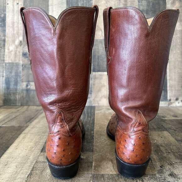 Lucchese Classics Handmade E176964 Ostrich Inlay Cowboy Boots Mens 10.5 EE - Picture 10 of 12
